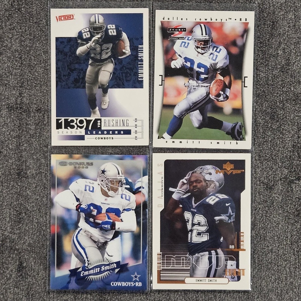 Emmitt Smith Dallas Cowboys (4) Card Mixed Lot NFL Dallas Cowboys HOF